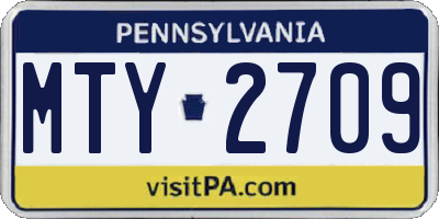 PA license plate MTY2709
