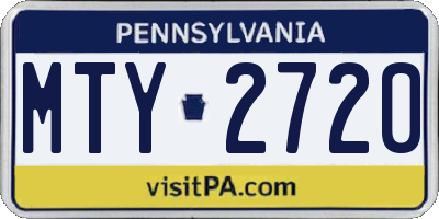 PA license plate MTY2720