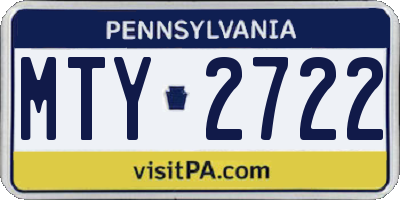 PA license plate MTY2722