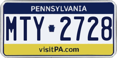 PA license plate MTY2728