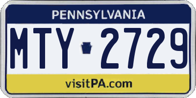 PA license plate MTY2729