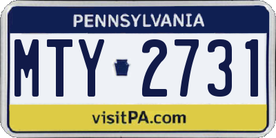 PA license plate MTY2731