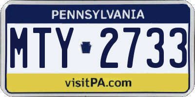 PA license plate MTY2733