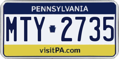 PA license plate MTY2735