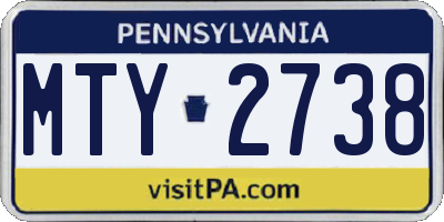 PA license plate MTY2738