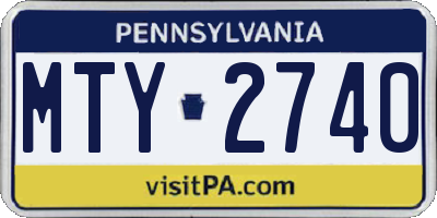PA license plate MTY2740