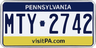 PA license plate MTY2742