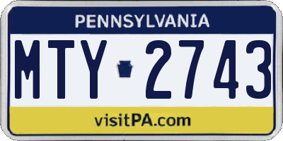 PA license plate MTY2743