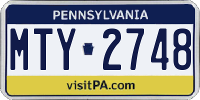PA license plate MTY2748