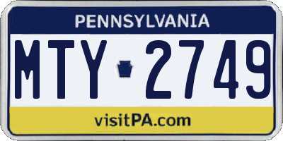 PA license plate MTY2749