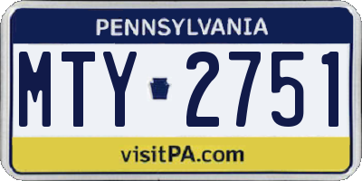 PA license plate MTY2751