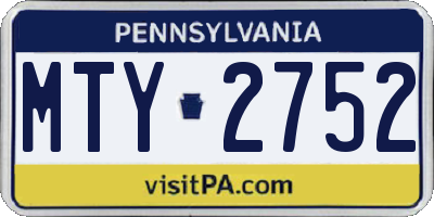 PA license plate MTY2752