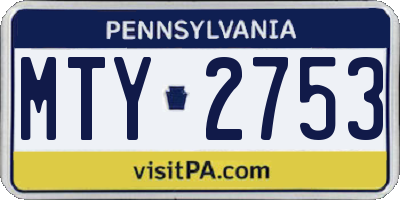 PA license plate MTY2753