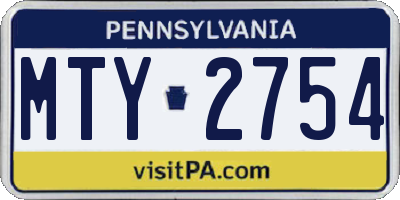 PA license plate MTY2754