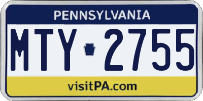 PA license plate MTY2755