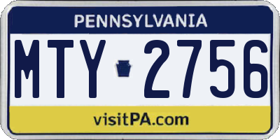 PA license plate MTY2756