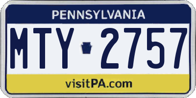 PA license plate MTY2757