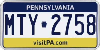 PA license plate MTY2758