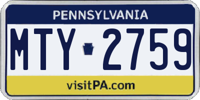 PA license plate MTY2759