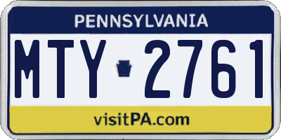 PA license plate MTY2761