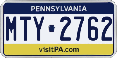 PA license plate MTY2762