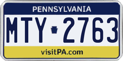 PA license plate MTY2763