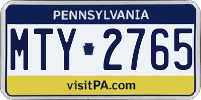 PA license plate MTY2765