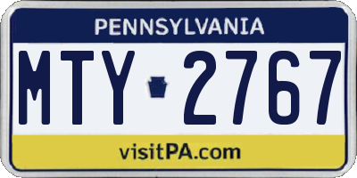 PA license plate MTY2767