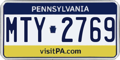 PA license plate MTY2769