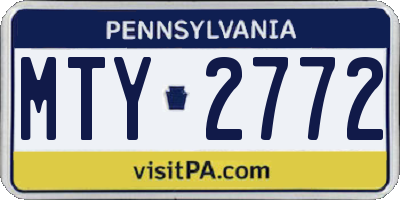 PA license plate MTY2772