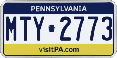 PA license plate MTY2773