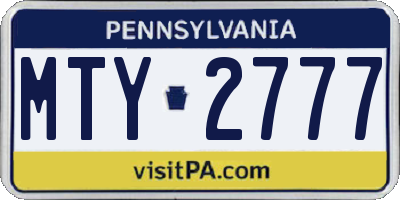 PA license plate MTY2777