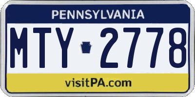 PA license plate MTY2778