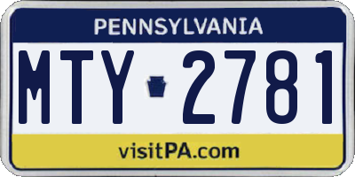 PA license plate MTY2781
