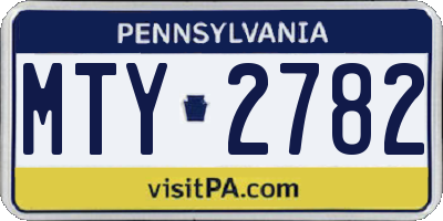 PA license plate MTY2782