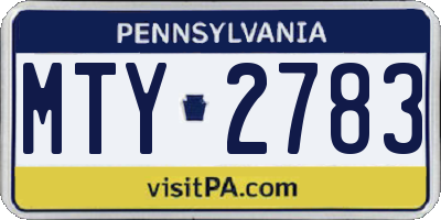 PA license plate MTY2783