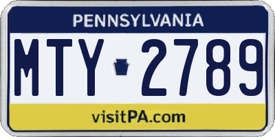 PA license plate MTY2789