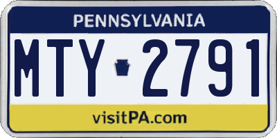PA license plate MTY2791