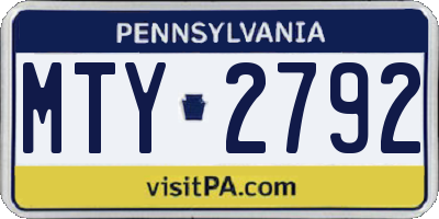 PA license plate MTY2792
