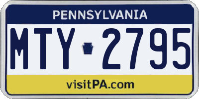 PA license plate MTY2795