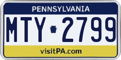 PA license plate MTY2799