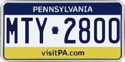 PA license plate MTY2800