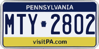 PA license plate MTY2802