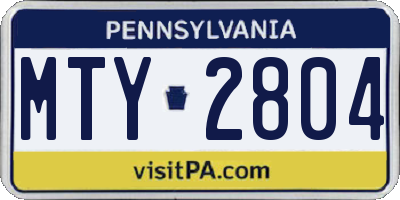 PA license plate MTY2804