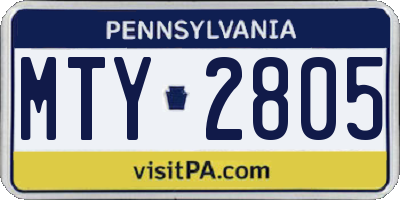 PA license plate MTY2805