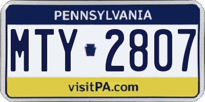 PA license plate MTY2807