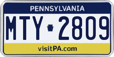 PA license plate MTY2809