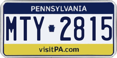 PA license plate MTY2815