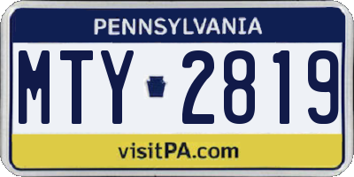 PA license plate MTY2819