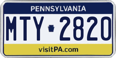 PA license plate MTY2820